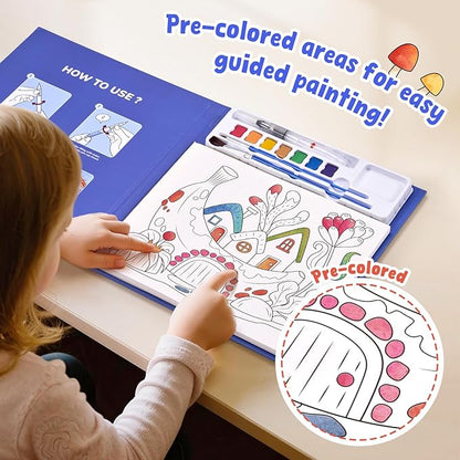 JoyCat Paint with Water Coloring Books for Toddlers, Watercolor Painting Sets for Kids Ages 3-5 4-8, Arts and Crafts Drawing Activities Toy Birthday Gifts for Boys Girls (Magic Playhouse)