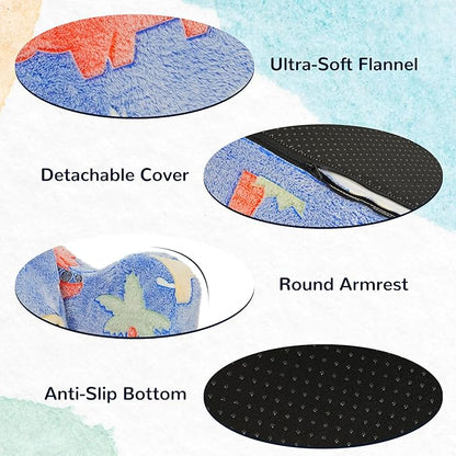 Elevon 2 in 1 Wider Toddler Couch, Flip Open Soft Sofa Bed, Glow in The Dark Flannel Baby Couch, 2-Seat Kids Chair Convertible Couch Easy Fold & Unfold, Baby Recliner Sofa for Girls and Boys