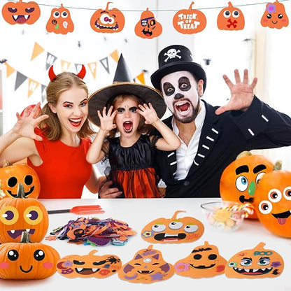 334 Pcs Fall Halloween Foam Pumpkin Crafts, 36 Set Halloween Crafts Foam Pumpkin Stickers DIY Fall Halloween Decorations Ornaments Classroom Party Favor Supplies Activities