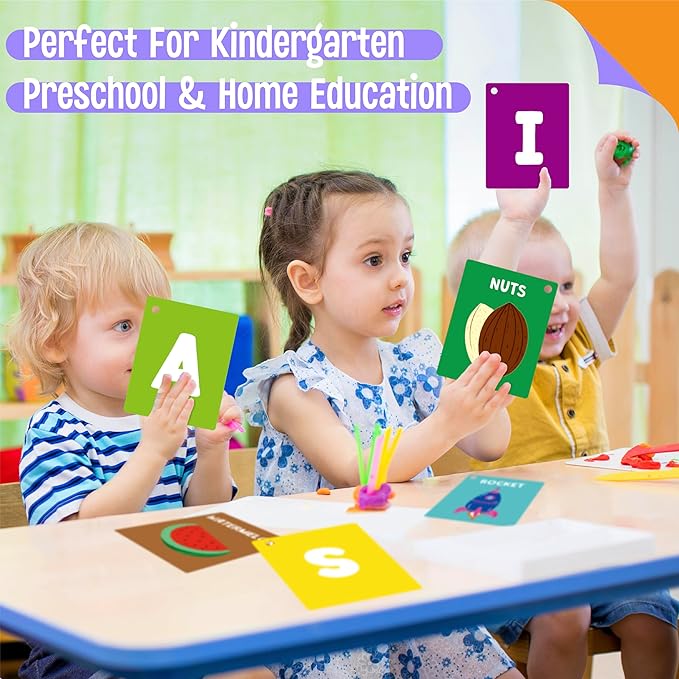 Alphabet Flash Cards, 52 Double Sided Cards Uppercase & Lowercase Letter Cards, Letters and Sight Words Learning Cards for Preschool and Toddlers Learning (2 Reclosable Rings Attached)