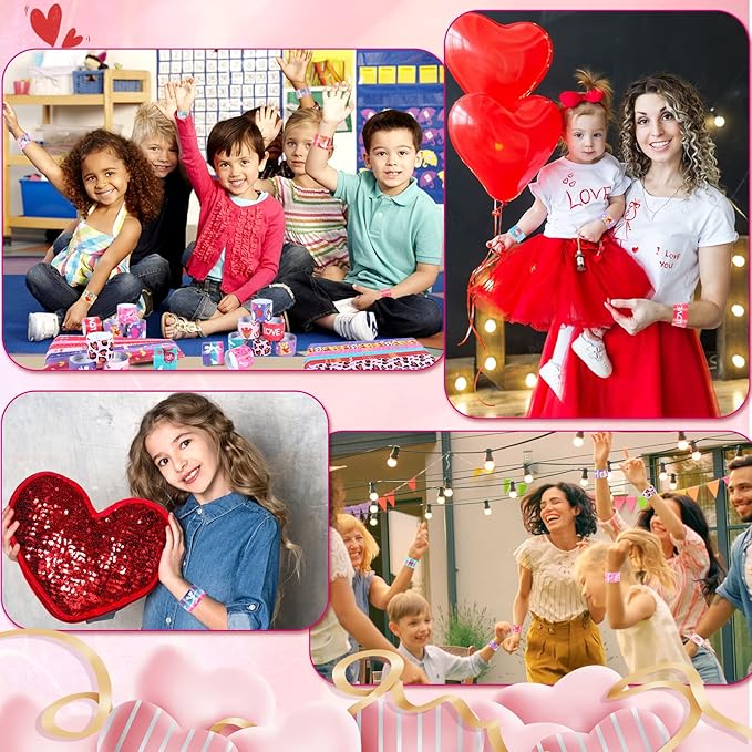 Valentine's Day Gifts for Kids Party Favors 48PC Valentine's Slap Bracelets for Kids Gifts for Students and Classes Valentine's Treats for Children Valentine's Bracelets Goodie Bag Fillers for Kids