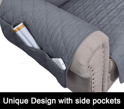 CHHKON Waterproof Nonslip Recliner Cover Stay in Place, Dog Couch Chair Cover Furniture Protector, Ideal Loveseat Slipcovers for Pets and Kids (Light Grey, 30'')