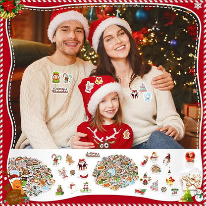 JULBEAR Christmas Foam Sticker, 300Pcs Winter Bulk Colorful Printing Self-Adhesive Campus Themed Foam Stickers for Kids Christmas Party Favors DIY Crafts Holiday Classroom Decorations