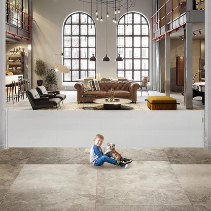 140 Inch Extra Long Baby Gate Dog Gates for The House Extra Wide Retractable Baby Gates Outdoor Extra Large Dog Gate Extra Long Baby Gates Indoor Extra Long Child Gates for Wide Openings (Light Gray)