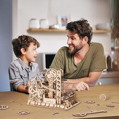 ROKR Marble Run 3D Wooden Puzzles Model Building Kits for Adults - Educational Project Brain Teaser, DIY Crafts for Adults & Kids (Fortress)