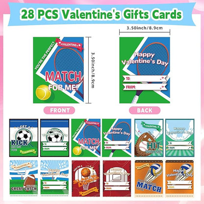 Erweicet Valentines Sports Party Favor 30 PCS Sports Charm Bracelets Adjustable Baseball Soccer Bead Ball Wristbands with Valentines Day Gift Cards for Kids Classroom Gift Exchange