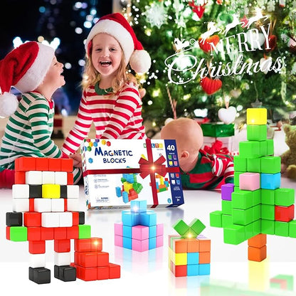 40pcs Magnetic Blocks for Toddler Toys, Large Magnetic Cubes Building Blocks Classroom Must Haves, STEM Preschool Montessori Sensory Magnet Toys for 3 4 5 6 Year Old Boys and Girls