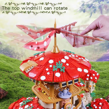 2763PCS Mushroom House Building Blocks,Creative Ideals Ganoderma Hotel Building Blocks, Perfect Choice for 6+ Boys, Girls or Adults