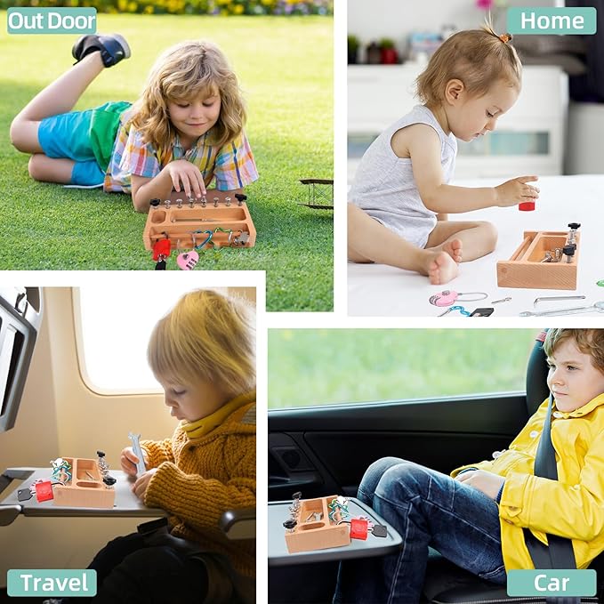 Montessori Screwdriver Board Set Lock and Key Toys Kids Tools Nuts and Bolts Montessori Toys for 3 4 5 Year Old Learning Practical Life Materials Fine Motor Skills Occupational Therapy Games