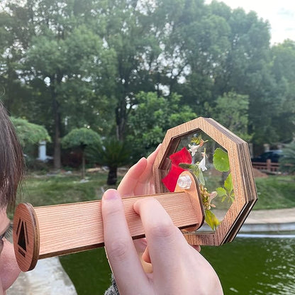 2PCS Natural DIY Kaleidoscope Kit, New Wooden Magic Rotating Kaleidoscope Making Set for Nature Lovers, Best Gift, Outdoor Classic Handmade Education Toys for Kids