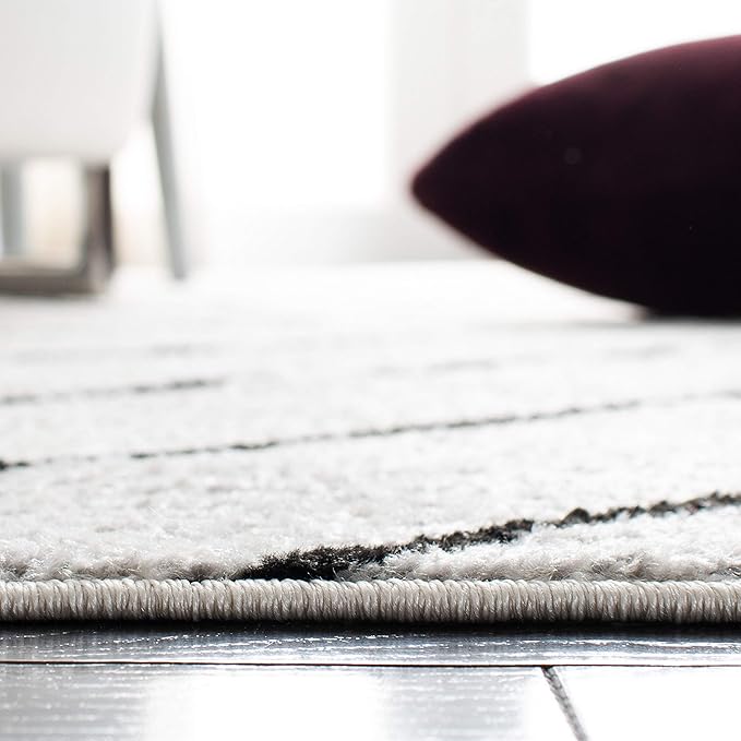 SAFAVIEH Adirondack Collection Runner Rug - 2'6" x 12', Ivory & Grey, Modern Geometric Design, Non-Shedding & Easy Care, Ideal for High Traffic Areas in Living Room, Bedroom (ADR251A)