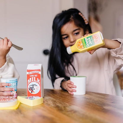 Melissa & Doug Fridge Food Wooden Play Food Set - 9 Pieces Pretend Play Kitchen Accessories, For Kids Kitchen, Wooden Grocery Sets For Kids Ages 3+