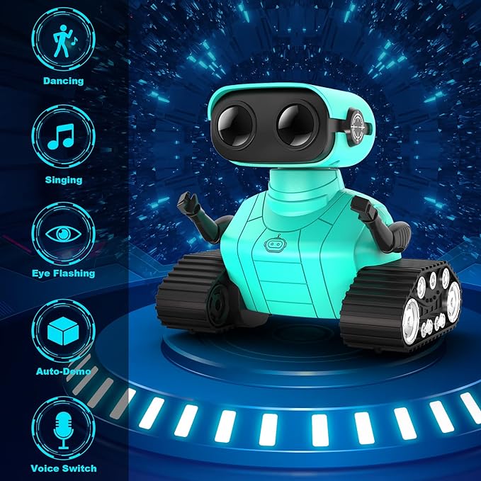 Hamourd Robot Toys - Kids Toys Rechargeable RC Robots, Remote Control Toy with Auto-Demonstration, Flexible Head & Arms, Dance Moves, Music, Shining LED Eyes, Girls Boys Toys Birthday