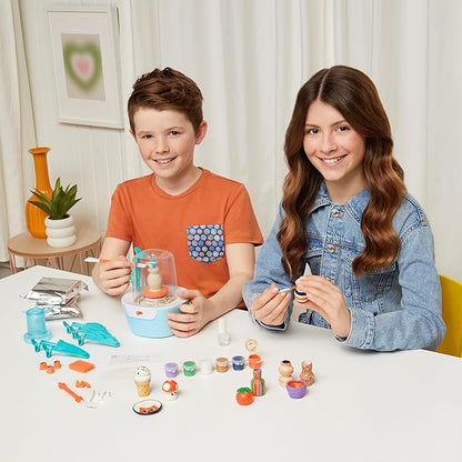 Make It Real Mini Pottery Studio Deluxe Set - DIY All-in-1 Sculpting Craft Kit for Kids & Tweens - Create 20 Unique Miniature Clay Projects - No Mess, No Bake, Quiet Wheel - All Skill Levels Ages 8