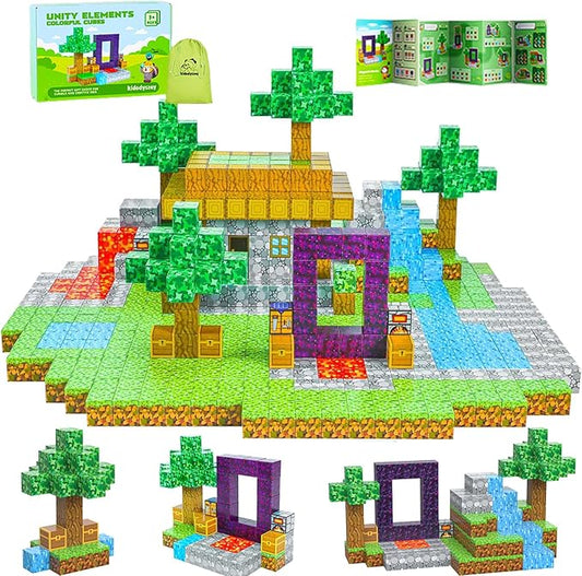 Kid Odyssey Magnetic Blocks - Mine Magnet Portal World Set, Magnetic Tiles Building Toys for Boys & Girl, Magnetic Montessori Toys Gifts for 3+ Years Kids
