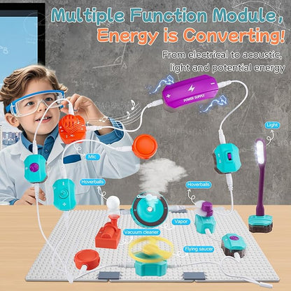 STEM Science Kit for Kids, 45pcs Electronic Science Experiments Toys, Kids Circuit Board Building Set, Science Physics Engineering Projects, School Learning Educational Gifts for Boys Girls 5-7 8-12