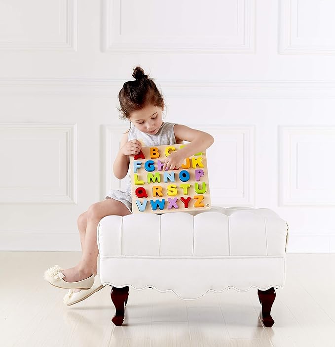 Hape Wooden Alphabet Puzzle| Wooden ABC Letters Colorful Educational Learning Puzzle Toy Board for Toddlers