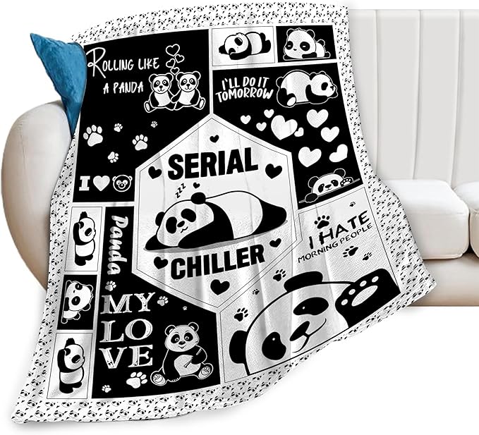 Panda Throw Blanket Panda Gifts for Girls Kids Teens Plush Fleece Flannel Panda Blanket Soft Cozy Warm Fuzzy Pandas Animal Blankets for Kids Adults Couch Bed Sofa All Seasons 50"X60"