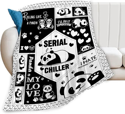 Panda Throw Blanket Panda Gifts for Girls Kids Teens Plush Fleece Flannel Panda Blanket Soft Cozy Warm Fuzzy Pandas Animal Blankets for Kids Adults Couch Bed Sofa All Seasons 60"X80"