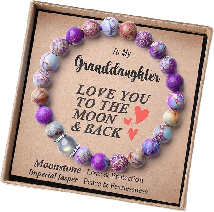 THEMEROL Handmade Gifts for Girls/Women-Love/Protection-Natural Crystal Bracelet for Daughter Granddaughter Niece Sister Mom Aunt Wife