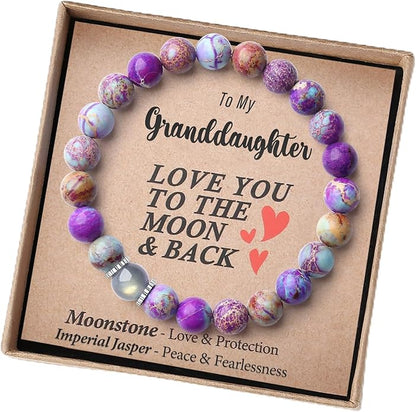 THEMEROL Handmade Gifts for Girls/Women-Love/Protection-Natural Crystal Bracelet for Daughter Granddaughter Niece Sister Mom Aunt Wife
