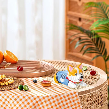 Cute Animal Building Blocks, Pet Micro Mini Building Blocks for Adults and Kids Age 6+ Gift Toy 806 Pcs (Corgi Dog)