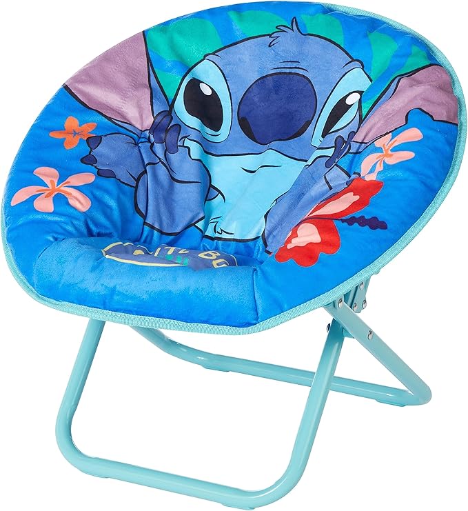 Idea Nuova Disney Stitch 19” Frame Folding Toddler Saucer™ Chair with Cushion, Ages 3+