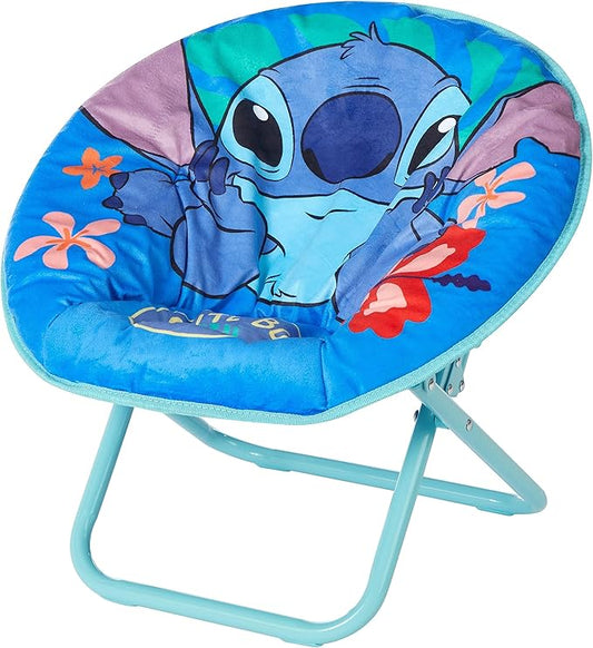 Idea Nuova Disney Stitch 19” Frame Folding Toddler Saucer™ Chair with Cushion, Ages 3+
