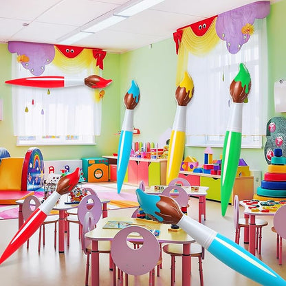 43.3 Inch Giant Inflatable Paint Brushes Large Blow up Colored Paintbrushes Set Art Paint Brushes for Kids Summer Birthday Party Favor Decoration Back to School Classroom, 4 Color