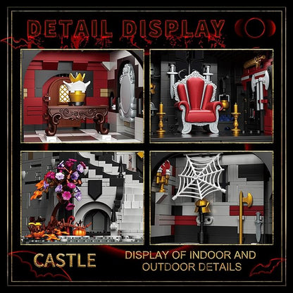 Medieval Castle Building Set for Adults, 3540 PCS Large MOC Modular Gothic Vampires Haunted Houses Model Kit Compatible with Lego, Horror Architecture Block Gift for Christmas Birthday