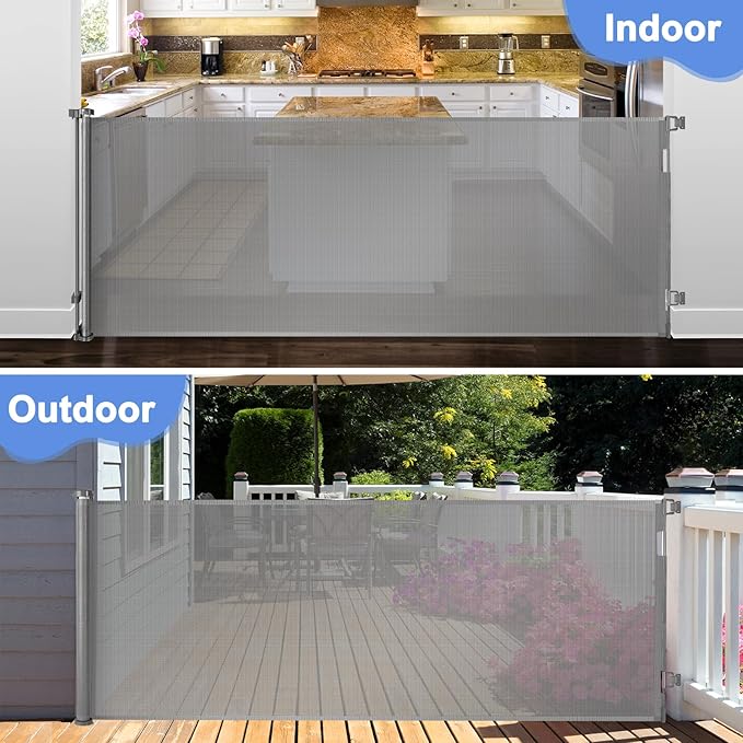 42" Tall X 115" Extra Wide Baby Gates for Large Openings Outdoor Retractable Gate Baby Gate Long Retractable Baby Gates for Stairs Child Gate for Wide Openings Baby Gate Retractable Fence Outdoor Gate