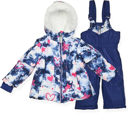 Arctic Quest Little Girls Bib Snow Pants and Ski Jacket Water-Resistant Snowsuit For Kids Winter Jacket For Girls