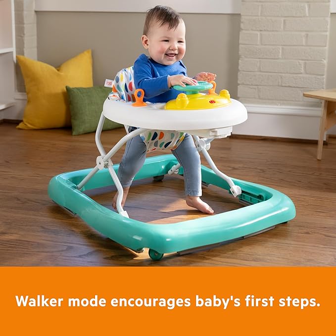 Bright Starts Ready to Roll Lights & Sounds Walker with Steering Wheel and Car Sounds, Removable Electronic Toy Station, 6-12 Months or Up to 26 lbs, Unisex
