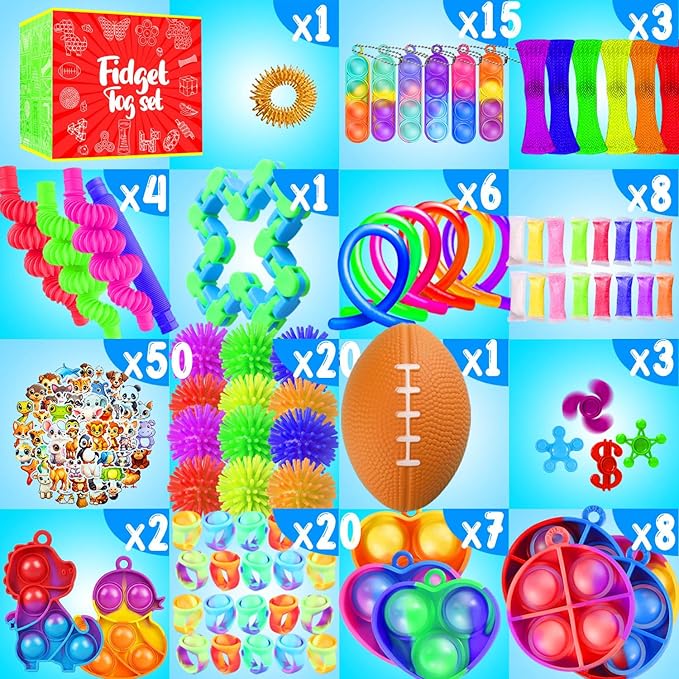 Fidget Toys, 160 Pack Party Favors for Kids 8-12 4-8, Sensory Toys Bulk Autism Autistic, Treasure Box Toys for Classroom, Stocking Stuffers, Goodie Bag Stuffers, Christmas Birthday Gifts Prizes