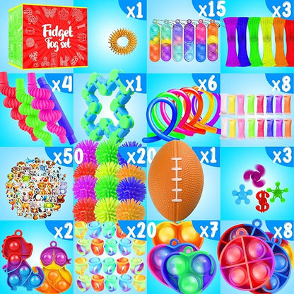 Fidget Toys, 160 Pack Party Favors for Kids 8-12 4-8, Sensory Toys Bulk Autism Autistic, Treasure Box Toys for Classroom, Stocking Stuffers, Goodie Bag Stuffers, Christmas Birthday Gifts Prizes