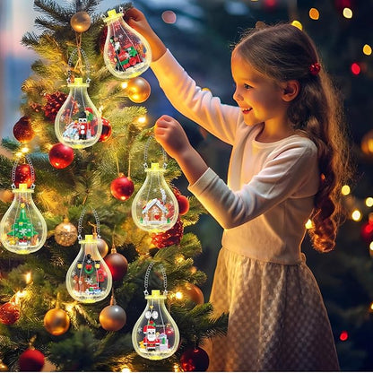 HOGOKIDS Christmas Building Sets with Lights - 6 Pack Christmas Tree Ornaments Santa Claus Gingerbread House Nutcracker Elk Building Toys Festival Decor Gifts for Adult Kids Boy Girl 6-12 Year(566PCS)