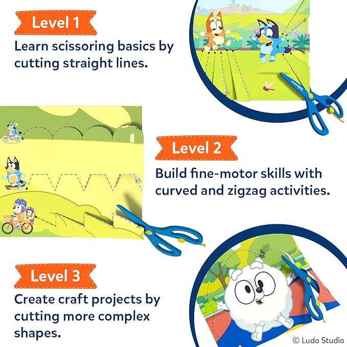 Skillmatics Scissor Skills Activity Book - Snip Snip Bluey, Preschool Cutting & Creative Activities, Felt Craft Kit, Fine Motor Skills Toys, Gifts for Boys & Girls Ages 3, 4, 5, 6, 7