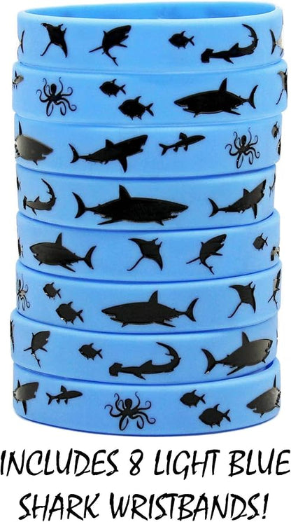 Gypsy Jade's Shark Party Favors - Wristbands for Shark Themed Parties - Pack of 24!