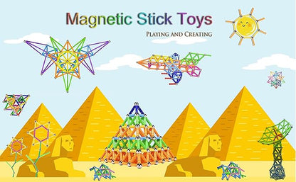 Veatree 150Pcs Magnetic Building Sticks Blocks Toys, Magnet Educational Toys STEM Toys for Kids and Adult, 3D Non-Toxic Building Toy with Storage Bag