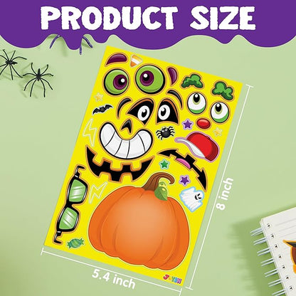 JOYIN 36 PCS Halloween Pumpkin Stickers, Halloween Party Favor for Kids, Art Crafts Party Supplies, Pumpkin Decorating Face Sticker Sheets with 9 Designs, Halloween Goodies Classroom Activities Games