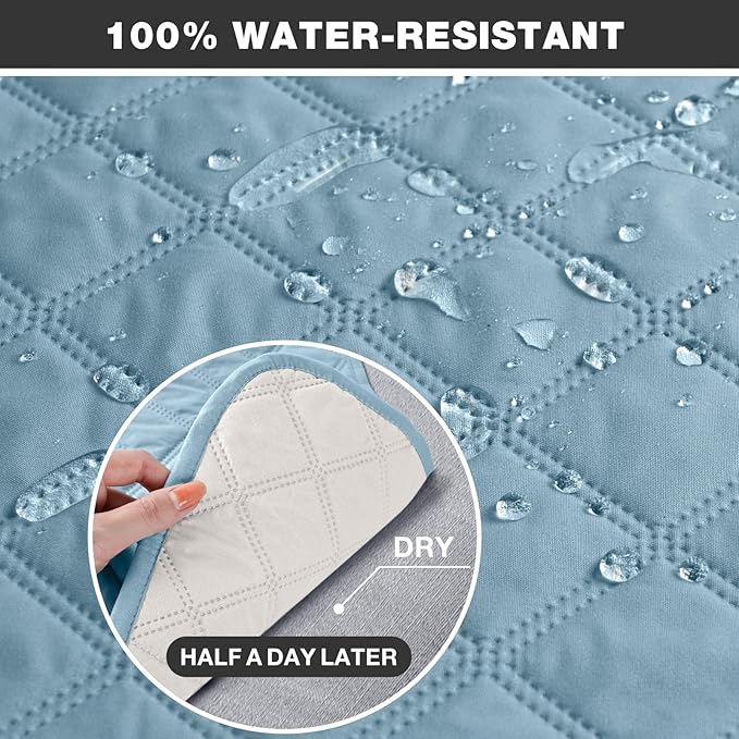 TAOCOCO Waterproof Recliner Chair Cover Sofa Slipcover, Pet Cover for Small Recliner Chair with Elastic Straps, Washable Reclining Chair Cover Recliner Furniture Protector (23'' Small, Sky Blue)