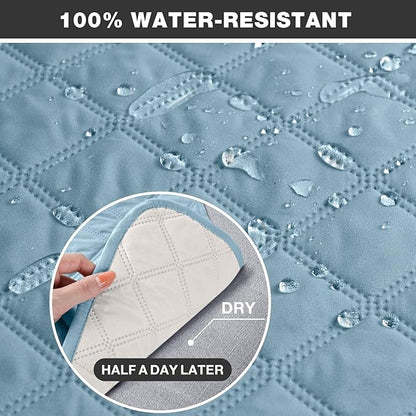 TAOCOCO Waterproof Recliner Chair Cover Sofa Slipcover, Pet Cover for Small Recliner Chair with Elastic Straps, Washable Reclining Chair Cover Recliner Furniture Protector (23'' Small, Sky Blue)