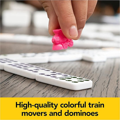 Spin Master Games Legacy Deluxe Mexican Train Dominoes, Classic Original Board Game Set Double-12 Dominoes with Sturdy Wood Case, for Kids and Adults Aged 8 and up