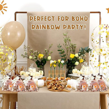 130 Pcs Rainbow Party Favors Including 20 Bohemia Bracelet 20 Rainbow Keychains 50 Rainbow Stickers 20 Organza Bags 20 Thank You Tags for Rainbow Baby Shower Party Decorations