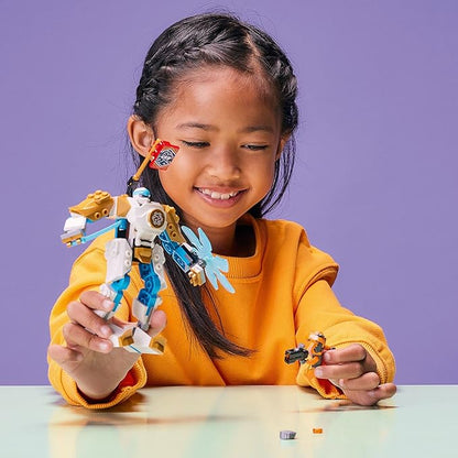 LEGO NINJAGO Zane’s Power Up Mech EVO Action Figure with Cobra Snake and Zane Minifigure, 71761 Collectible Mission Banner Series, Ninja Toys for Kids