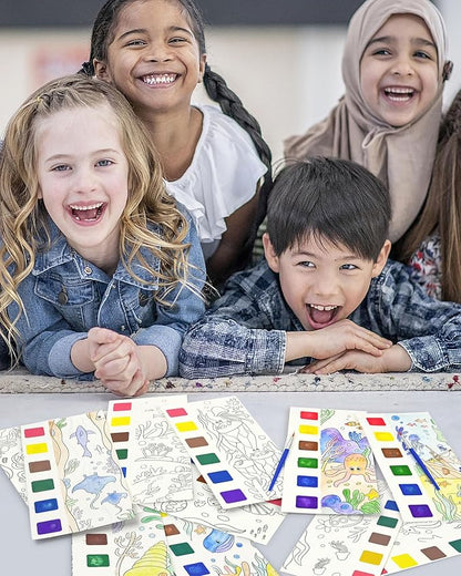 Vileafy 20 Under The Sea Party Favors for Kids Ages 4-8, Pockage Watercolor Painting Book -Paint with Water Mini Coloring Book for Art Party Favors (Sea Animals)