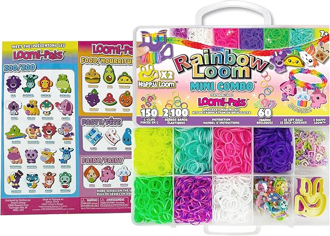 Rainbow Loom® Loomi-Pals™ Mini Combo Set, Features 60 Cute Assorted Loomi-Pals Charms,1 Happy Loom, 2100 Colorful Bands All in a Carrying Case for Boys and Girls 7+