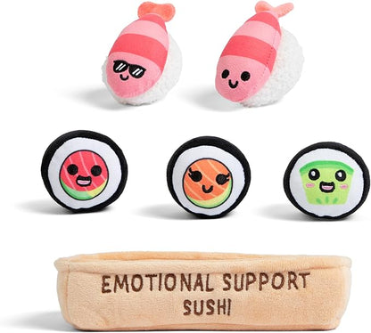 Emotional Support Sushi by Relatable, Cuddly Stuffed Animals and Plushies Set, Small Gifts for Mom, Includes 5 Sushi Plush Toys with Carrying Basket, for Mom