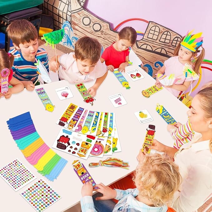 Qyeahkj 32 Sets Fruit Cute Foam Craft for Kids Make Your Own Bookmark Craft DIY Doughnut Taco Foam Craft Arts Bulk Kit Party Favor Supplies DIY Gift for School Home Activities Party Favor Decorations