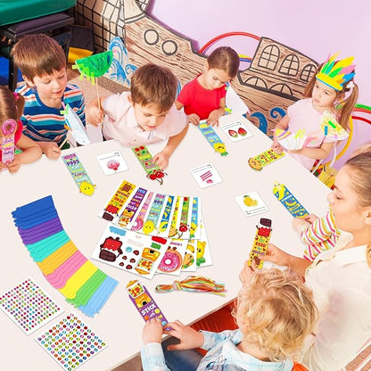 Qyeahkj 32 Sets Fruit Cute Foam Craft for Kids Make Your Own Bookmark Craft DIY Doughnut Taco Foam Craft Arts Bulk Kit Party Favor Supplies DIY Gift for School Home Activities Party Favor Decorations